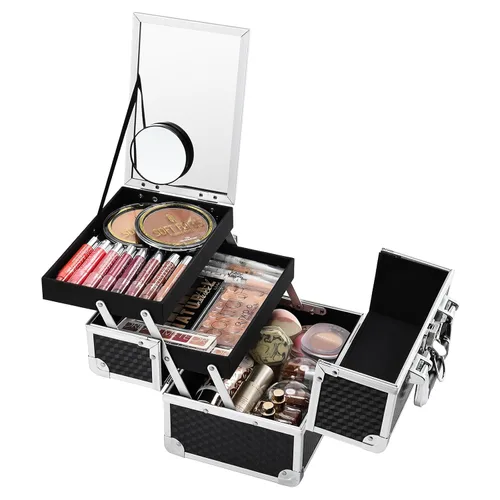 Vista 14 de Joligrace Estuche de maquillaje Organizador Caja de maquillaje Estuche de Rojo Negro
