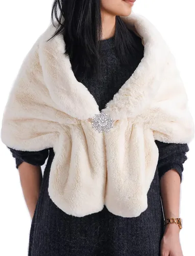 Vista 8 de Yikisdy Chal de piel sintética de los años 20 para boda, para cubrir la piel de la novia, para fiestas, suéteres, accesorios para mujeres y niñas