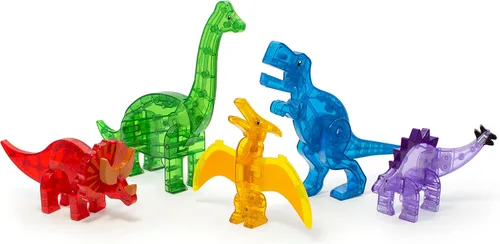 Vista 5 de MAGNA-TILES Dinos - Juego de construcción magnética de 5 piezas, la marca original de construcción magnética