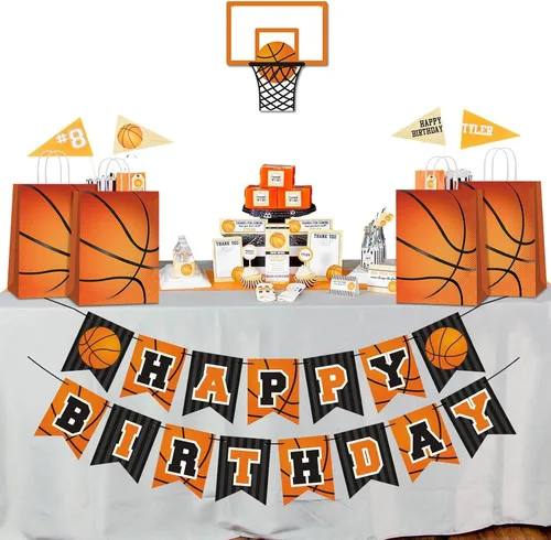 Vista 3 de YE 16 bolsas de regalo de baloncesto para fiestas, bolsas de regalo de baloncesto, bolsas de regalo de baloncesto, fiestas temáticas de baloncesto