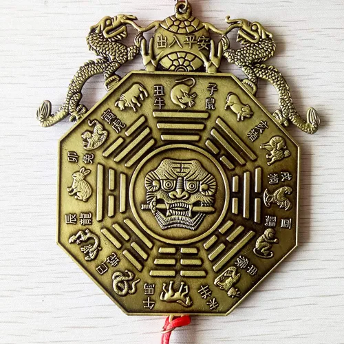 Vista 3 de Adornos de Feng Shui, espejo chino de Bagua, suministros para el hogar, decoración que trae riqueza y suerte, cuelgan 3.9 pulgadas