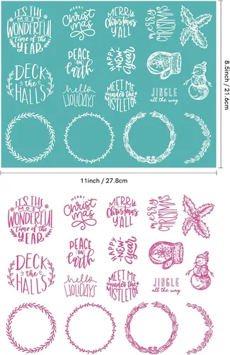 Vista 2 de BAOFALI Plantilla de serigrafía con temática navideña, impresión de serigrafía autoadhesiva reutilizable, para decoración/impresión en 1PCS(N)