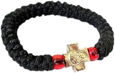 Vista 2 de Iconsgr Chotki griego ortodoxo cristiano hecho a mano, Komboskoini, cuerda de oración negra flexible/2, Nailon