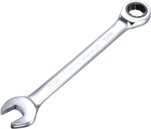 Vista 9 de uxcell Llave combinada de carraca de 1 pulgada SAE de 72 dientes y 12 puntos, llave de caja abierta de trinquete, herramientas Cr-V