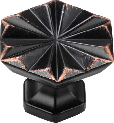 Vista 8 de Alzassbg Paquete de 10 pomos hexagonales negros mate de 1-1/4 pulgadas Negro mate