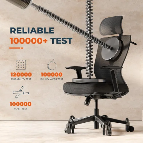 Vista 3 de ErgoChair Pro - Silla ergonómica de oficina con respaldo alto, con soporte lumbar, base resistente, reposacabezas, respaldo bloqueable, cómodo cojín