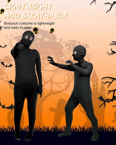 Vista 4 de Traje Zentai unisex de cuerpo completo para Halloween, traje invisible para niños, disfraz de Zentai para niñas y niños para cosplay