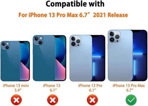 Vista 2 de Funda trasera desmontable 2 en 1 compatible con iPhone 13 Pro Max con tarjetero de cuero bolsillo delgado fundas para teléfono 6.7 pulgadas (negro)