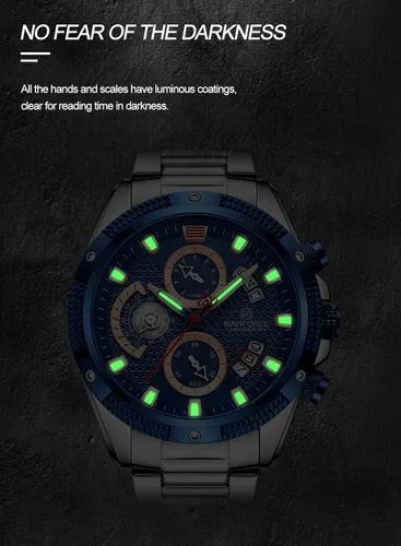 Vista 6 de NAVIFORCE Relojes deportivos para hombre, reloj de cuarzo de acero completo, para hombre, fecha semanal, resistente al agua, relojes militares