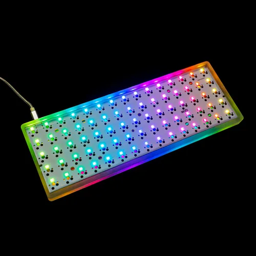 Vista 8 de YMDK Idobao x 75 teclas de diseño ortodoxo a través de placa acrílica intercambiable en caliente intercambiable en caliente RGB PCB teclado mecánico