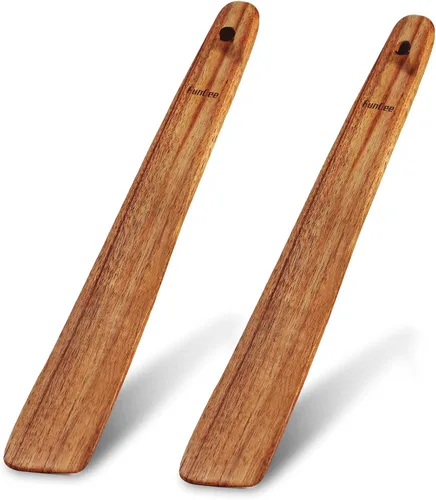 Vista 10 de Paquete de 2 Spurtle de madera para masa madre, mezcla, alcanzar el fondo del frasco, batidor de masa, espátula de frasco de mango largo