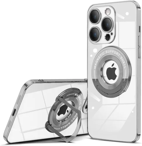 Vista 18 de QLTYPRI Funda magnética transparente para iPhone 15 compatible con MagSafe, soporte de anillo invisible, protección completa para lente de cámara