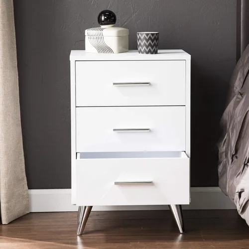 Vista 12 de SEI Furniture Owen Midcentury - Mesita de noche moderna, color blanco
