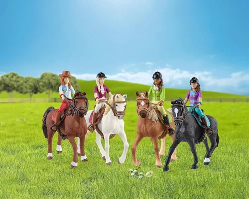 Vista 2 de Schleich Horse Club - Juego completo de figuras de juguete de 40 piezas del Horse Club Rider - Figuras articuladas de jinete de Hannah, Sofia, Lisa