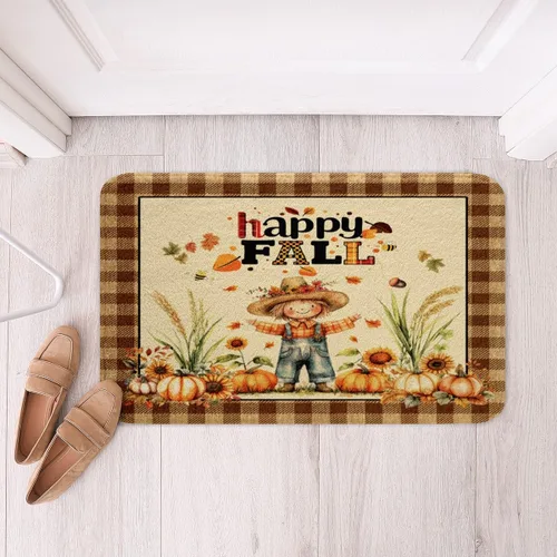 Vista 33 de Erosebridal Thanksgiving Turkey Bathroom Rugs - Fall Leaves Pumpkin Bath Mat for Kids Adults, Vintage Autumn Harvest Door Mat 16 x 24 Inch Rustic