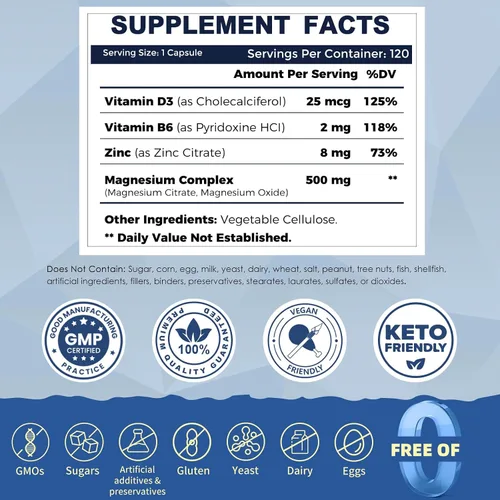 Vista 4 de ZEBORA Citrato de Magnesio 500mg 120 Cápsulas