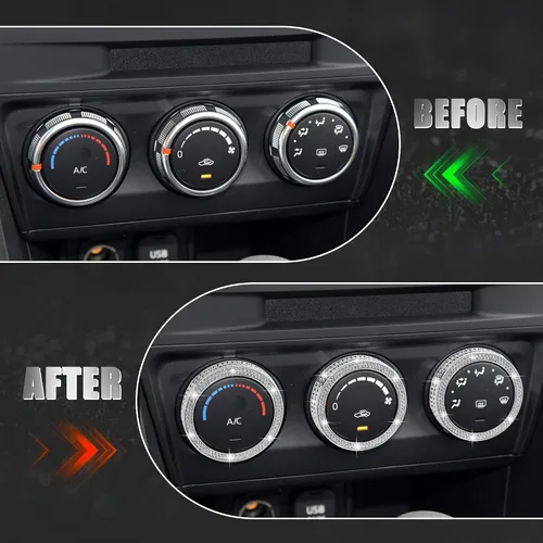 Vista 4 de TOMALL Fundas brillantes para perilla de aire acondicionado para automóvil compatibles con Mazda CX5 CX3 Miata consola central de aire