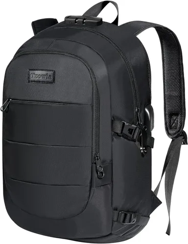 Vista 22 de Tzowla, mochila de viaje de negocios para computadora portátil de 15,6 a 17,3 pulgadas para mujeres, hombres y para regalar, A-Negro