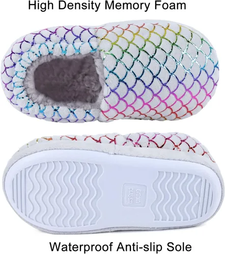 Vista 5 de Pantuflas de princesa sirena para niñas, antideslizantes, cómodas, de espuma viscoelástica, para el dormitorio, interiores y exteriores