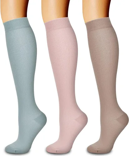 Vista 133 de Paquete de 3 pares de calcetines de compresión médica para mejorar la circulación de mujeres y hombres, para correr, hacer deporte y amamantar