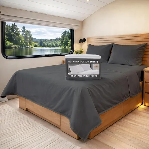 Vista 8 de Sábanas de cama tamaño individual XL, juego de sábanas de 100% algodón egipcio suave de fibra larga, juego de 4 piezas con bolsillo profundo de Gris