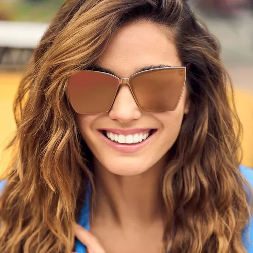Vista 2 de DIFF Goldie Designer - Gafas de sol de gran tamaño sin marco para mujer, protección UV400, marcos de moda