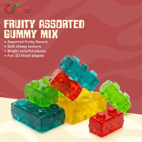 Vista 7 de NY Spice Shop Building Blocks Gomitas 3D - Gomitas Rellenas de Jalea de 1 Libra - Paquete Variado de Dulces - Aperitivos Masticables de Fruta Jugosa