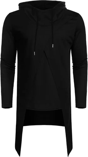 Vista 3 de COOFANDY - Sudadera larga con capucha para hombre, diseño hip hop tipo capa, de mezcla de algodón