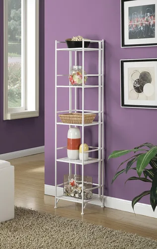 Vista 2 de Convenience Concepts Designs2Go - Estante para almacenamiento extra de 2 pisos, metal, plegable, Metal, Blanco