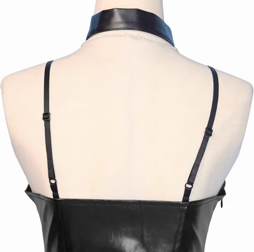 Vista 6 de Misa Amane - Disfraz gótico de cuero sintético para cosplay disfraz de anime para mujer ropa de Halloween Blanco