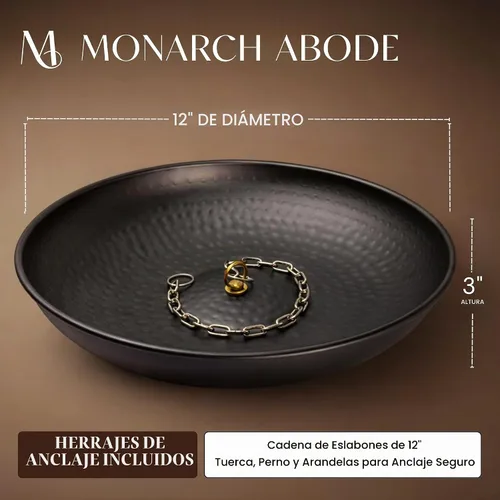 Vista 3 de Monarch Rain Chains Cuenca de Cadena de Lluvia – Cuenco de Anclaje Martillado a Mano de 12 Pulgadas para Canalones, Cuenca de Anclaje Decorativo