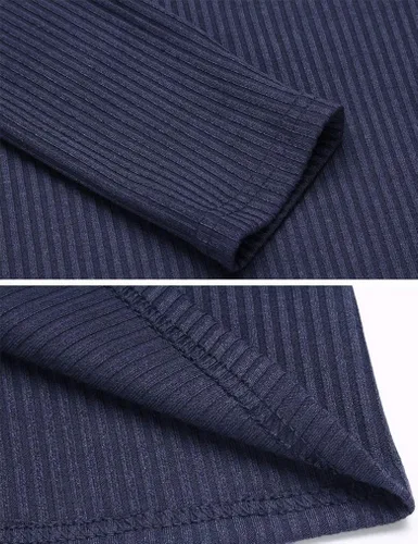 Vista 4 de Tobrief - Camisetas de mujer Henley, cuello en V, manga larga, Botón Abajo, Suéter de Punto Ajustado
