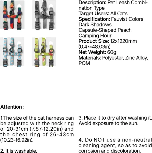 Vista 9 de pidan Cat Harness and Leash Set, Escape Proof Adjustable Kitten Harness for Large Small Cats, Easy Use, Lightweight Soft Walking Travel