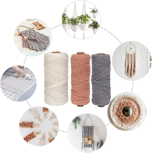 Vista 6 de UHAPEER Kits de macramé para adultos principiantes con 656 pies de cordón de algodón de macramé de 0.118 in, kit de colgador de plantas de macramé