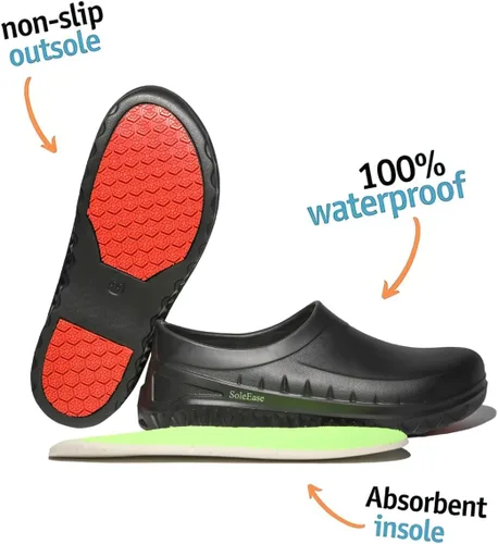 Vista 3 de Zapatos de chef para hombres y mujeres, antisalpicaduras de aceite, antideslizantes, impermeables, para jardín, cocinas, enfermería, trabajo