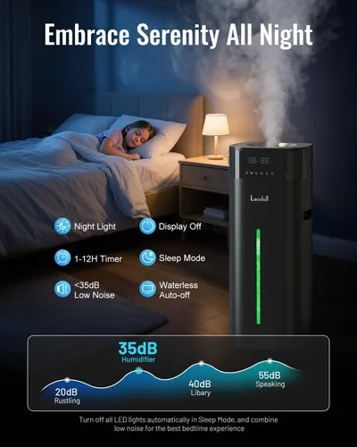 Vista 7 de Lacidoll Humidificador de niebla cálida y fría para habitación grande, humidificadores de 5.3 galones/20 litros para el hogar de 2500 pies