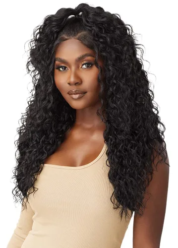 Vista 6 de Outre - Peluca con cierre de encaje 5X5 - Mezcla de cabello humano - Malasia profunda 26" (DR JENGIBRE MARRÓN)
