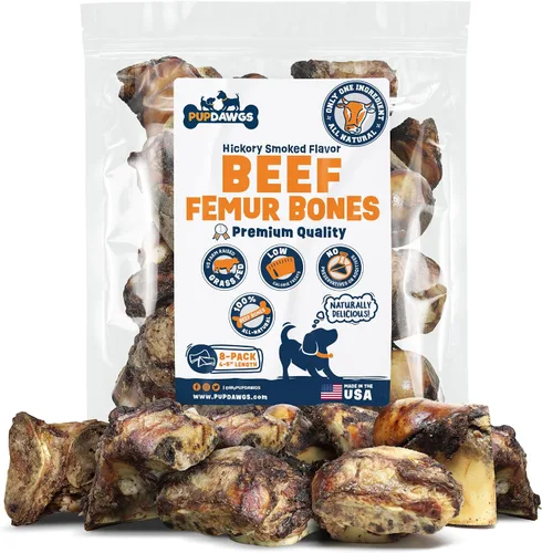 Vista 11 de Huesos de perro de un solo ingrediente, fabricados en Estados Unidos, huesos de fémur de carne de res, huesos naturales para masticadores agresivos