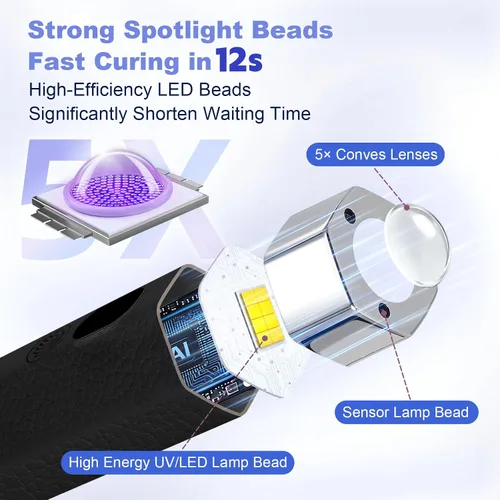 Vista 3 de Mini lámpara de uñas UV de mano, luz de curación flash portátil con soporte magnético mejorado y sensor inteligente, secador de uñas recargable