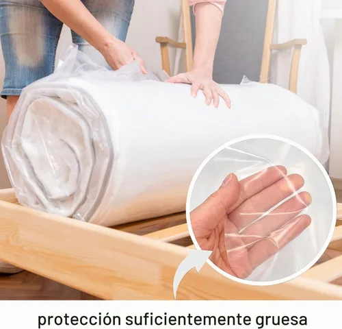 Vista 5 de Bolsa de colchón para mudanza y almacenamiento, [paquete de 2] protector de colchón de 4 mil, funda de colchón de plástico transparente resistente