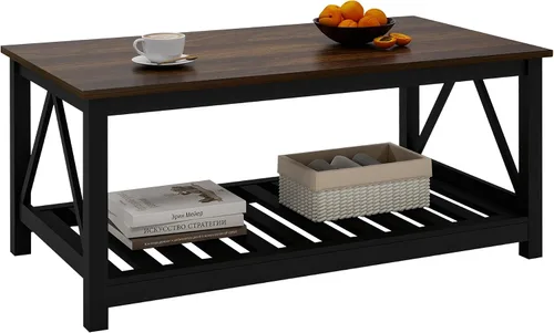 Vista 3 de Mesa de centro con almacenamiento, pequeña mesa de centro blanca de granja Negro