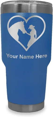 Vista 15 de LaserGram Vaso aislado al vacío de 20 onzas, corazón de vaquera de caballo, grabado personalizado incluido (negro)