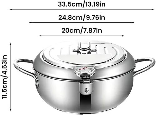 Vista 9 de Olla con termómetro de acero inoxidable 304, freidora de tempura, 7.9