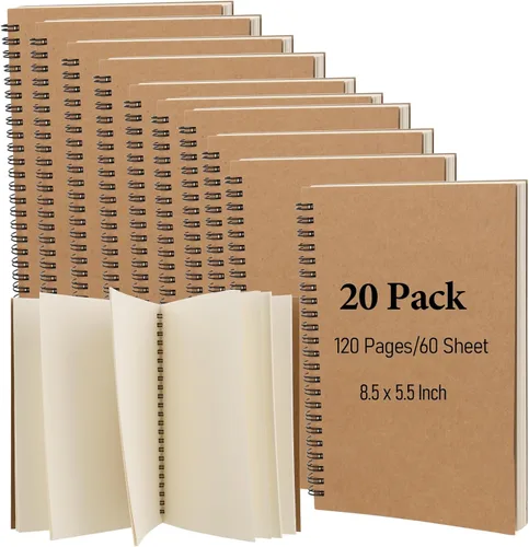 Vista 11 de HEIHAK 5 Pack A3 16.5 x 11.6 Inch Sketch Notebooks, 60 Pages 30 Sheets Top Spiral Bound Pocket Sketchbooks, Spiral Notepads Sketch Pads Bulk for