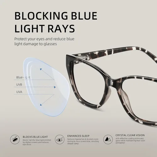 Vista 5 de Gafas de luz azul para mujer, con bloqueo de luz azul, para juegos de computadora, gafas de moda Cateye, antifatiga ocular