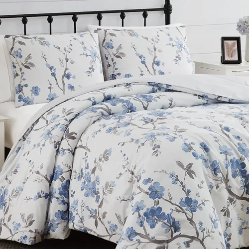 Vista 8 de CANNON Kasumi - Juego de edredón floral de poliéster de 2 piezas, tamaño individual XL, con temática floral, para hombres y mujeres, certificado