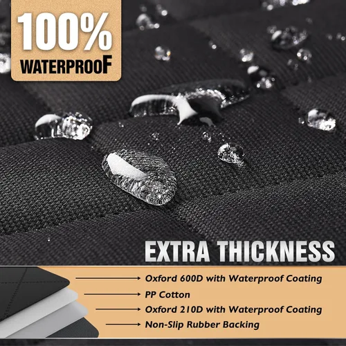 Vista 4 de Knodel - Funda de asiento trasero 100 % impermeable para mascotas, hamaca, alta resistencia a los arañazos, con solapas laterales y cierre
