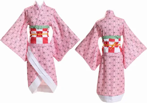 Vista 3 de oMancham Tanjiro Nezuko Zenitsu Giyuu Shinobu - Disfraz de cosplay de anime y kimono, disfraz de Halloween para niños y adultos
