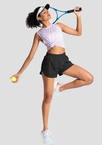 Vista 5 de Soothfeel Pantalones cortos deportivos para mujer de 3"/5" para Negro