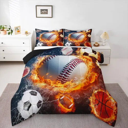 Vista 39 de Juego de ropa de cama rústica de granja color verde azulado con puerta de granero de madera, edredón de plumas tamaño Queen, decoración occidental